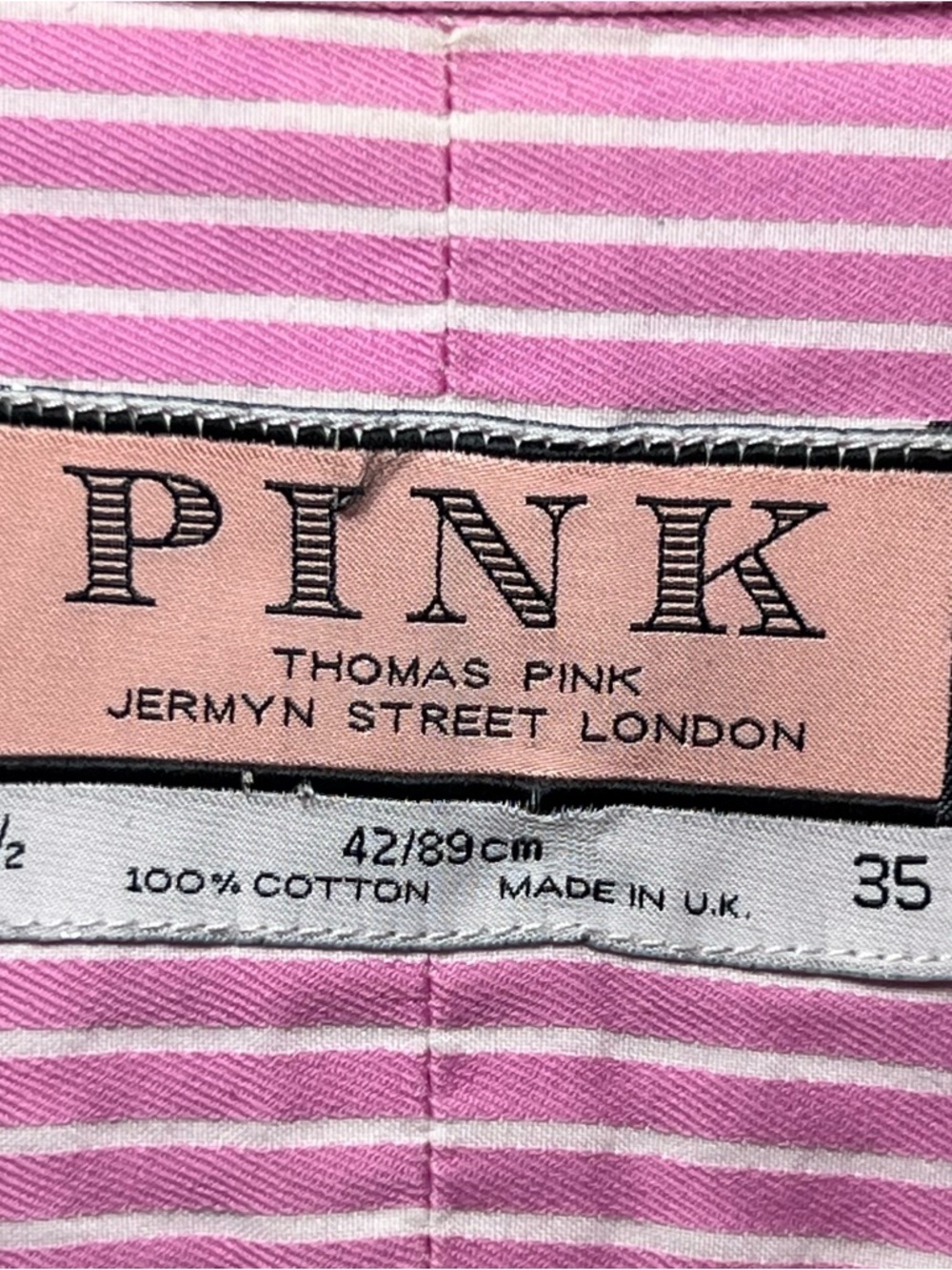 Thomas Pink Jermyn Street London Mens Pink White Striped Button Down Dress Shirt - Picture 8 of 14